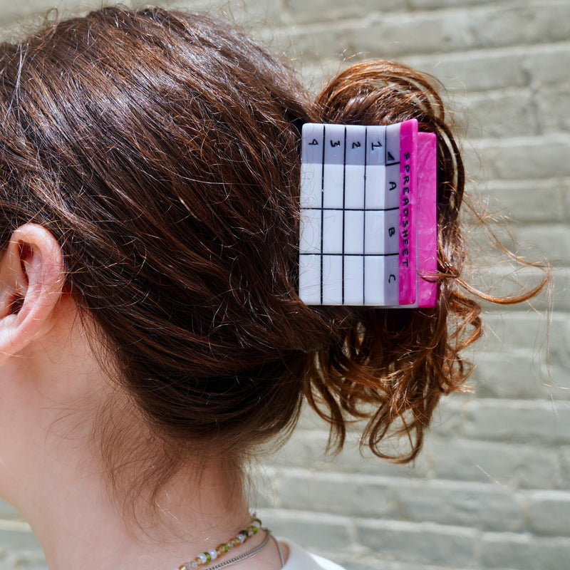 Pink Spreadsheet Hair Claw