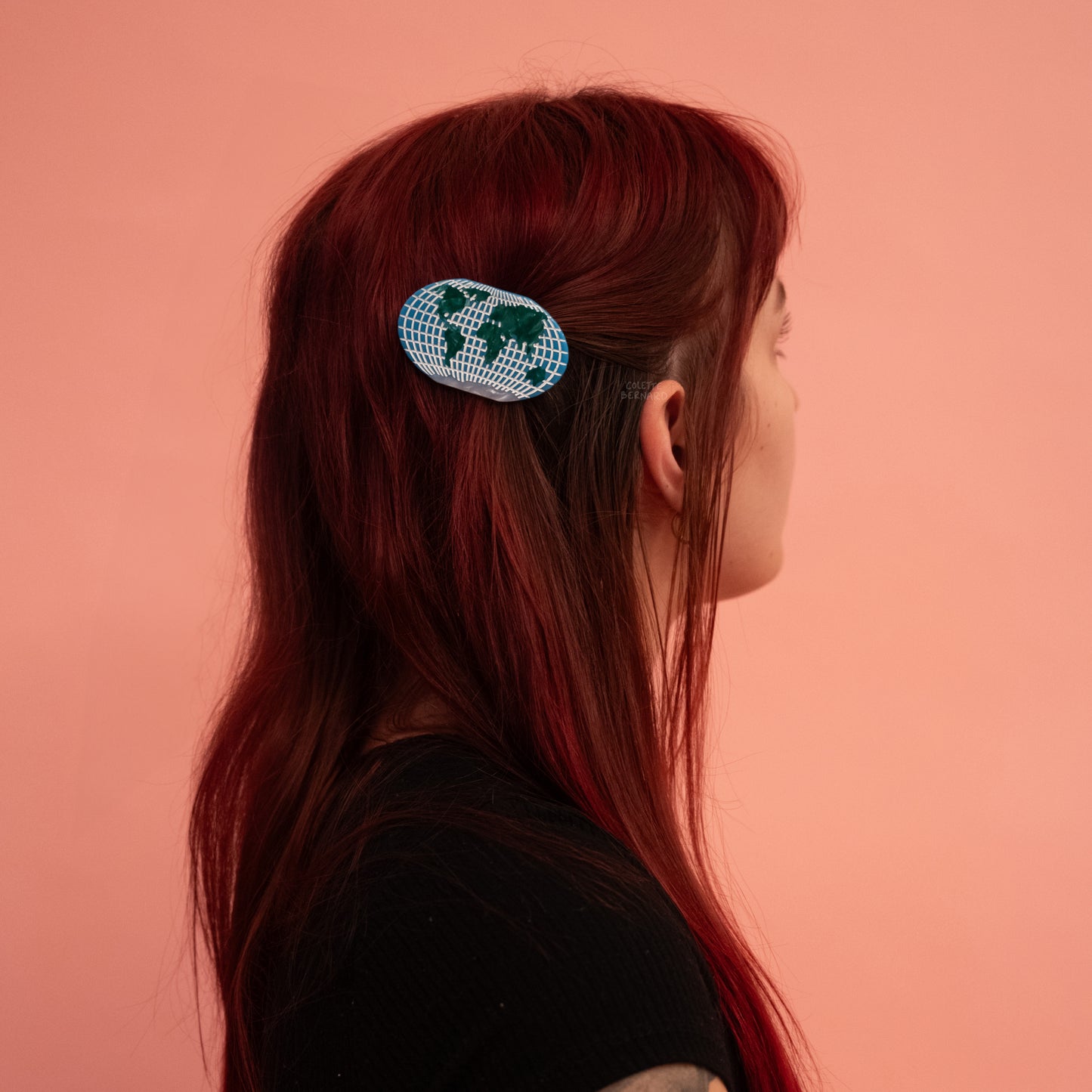 World Map Hair Clip