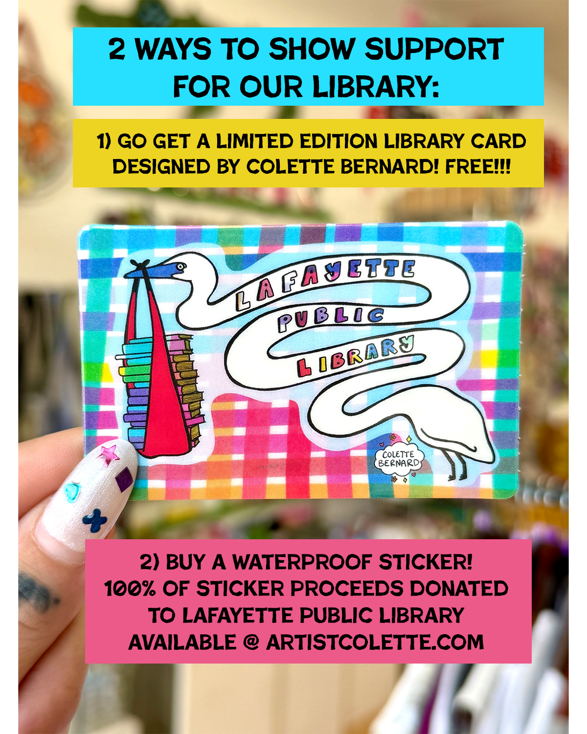 Lafayette Public Library Sticker PREORDER - 100% of proceeds go to Laf. Public Library!