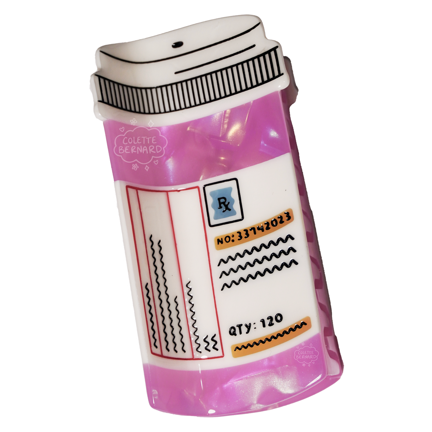 Pink Prescription Bottle Hair Claw